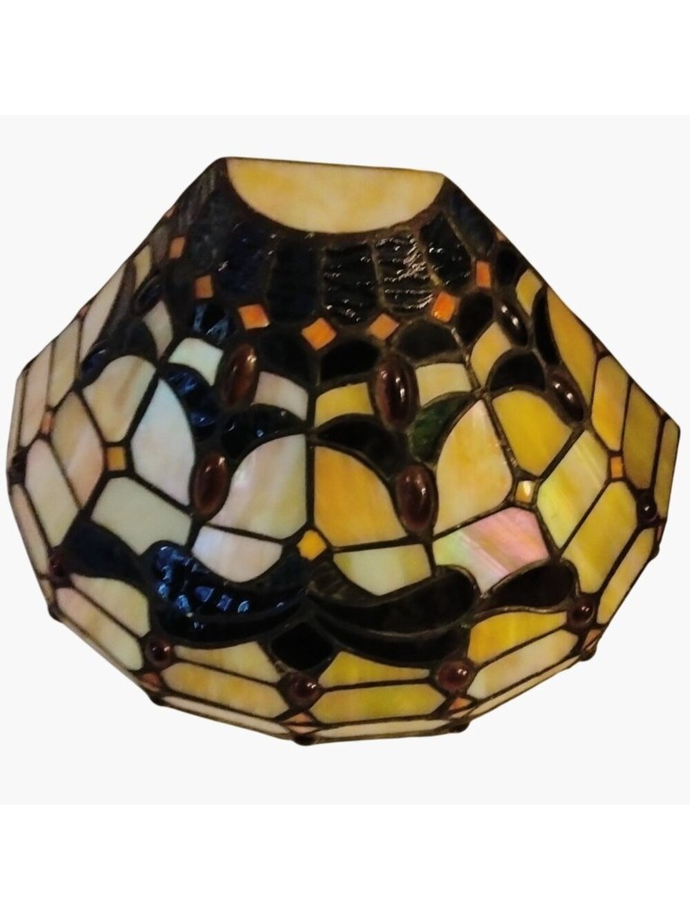 Tiffany Style Dragonfly Stained Glass Wall Sconce Lamp Yellow Jeweled Vtg 2003